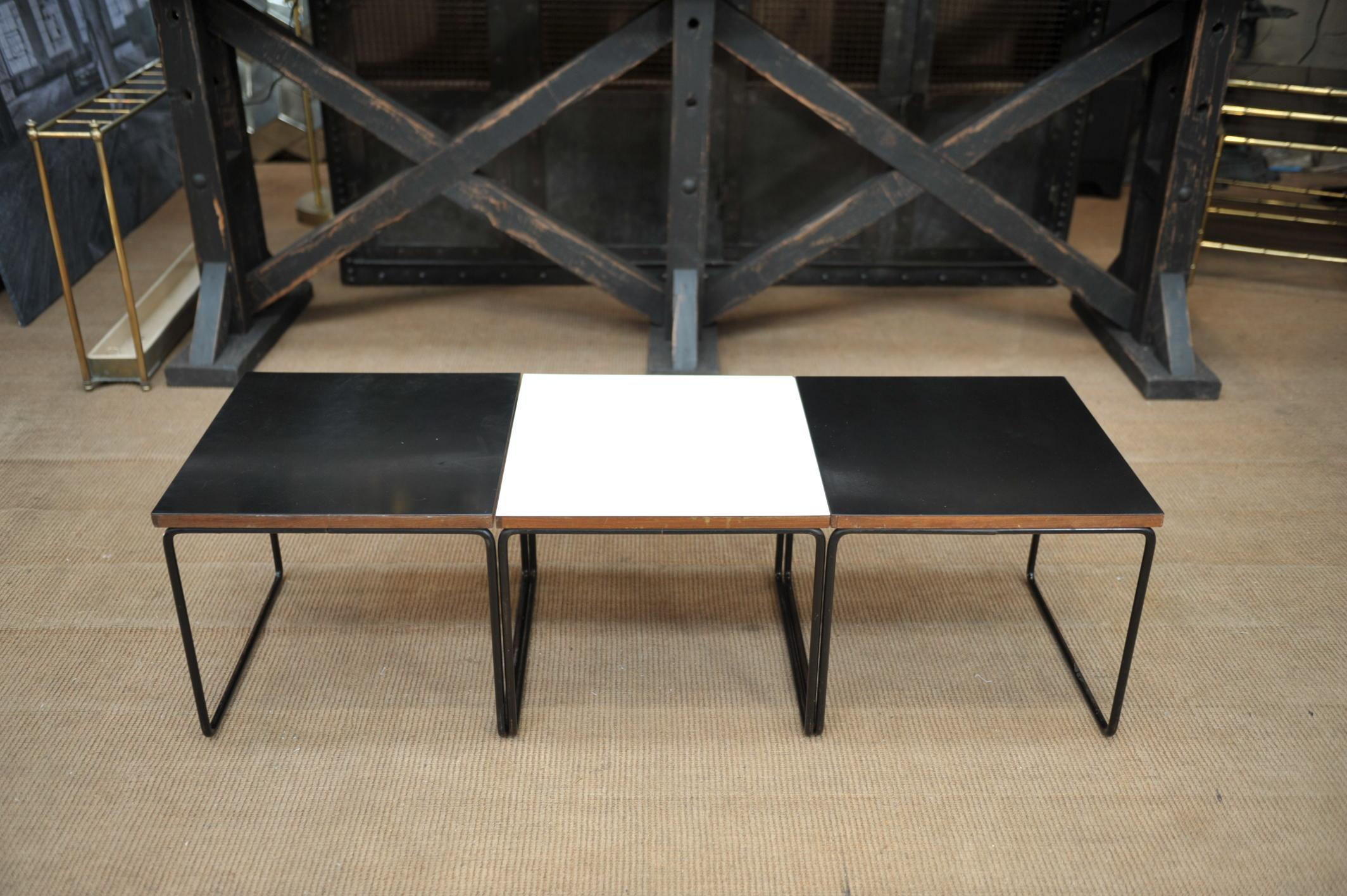 Mid-20th Century Set of 3 Coffee Table by Pierre Guariche for Steiner, France, circa 1950