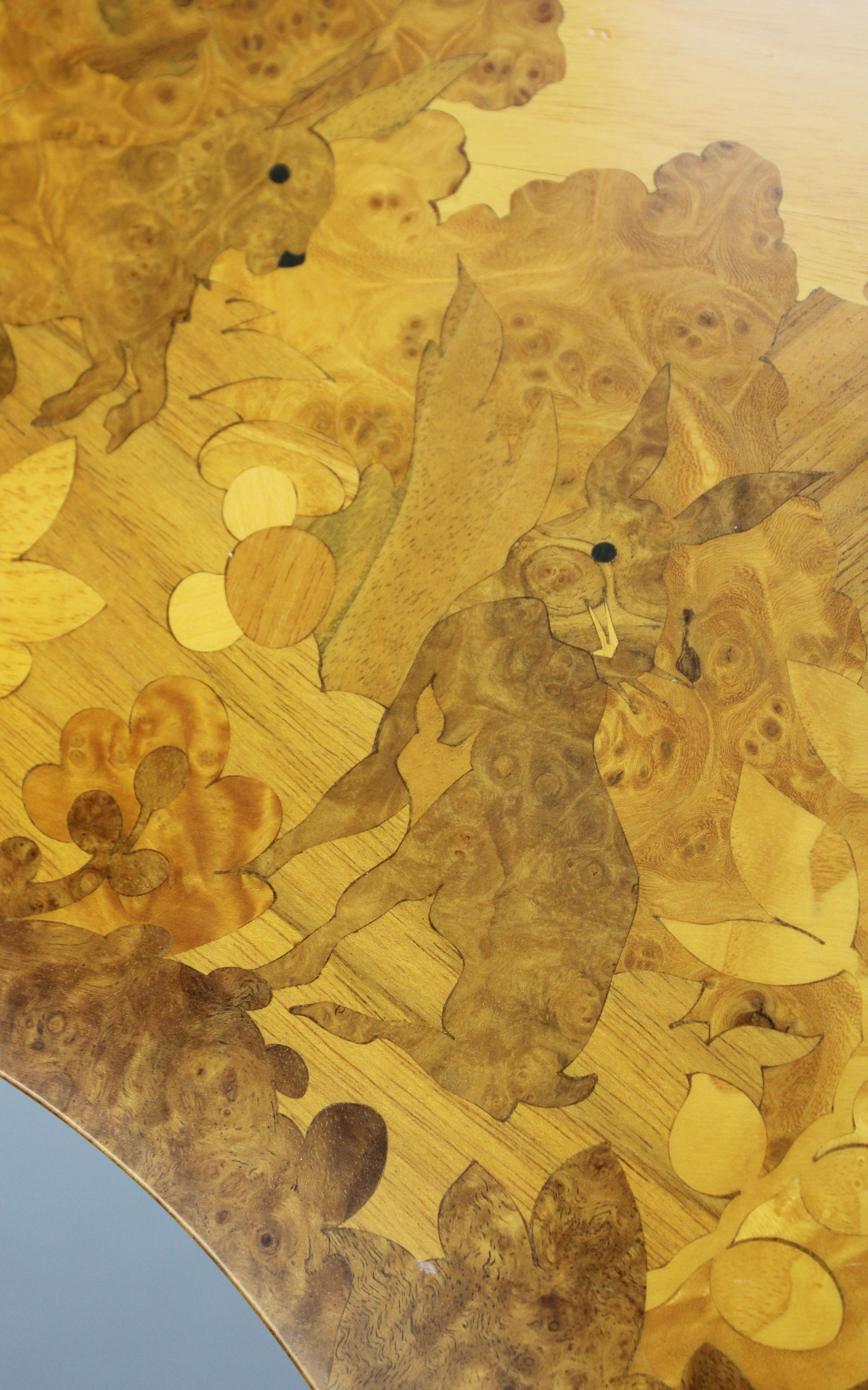 Set of 3 coffee Tables kidney shaped Marquetry Buchschmid & Gretaux Germany 1950 For Sale 7