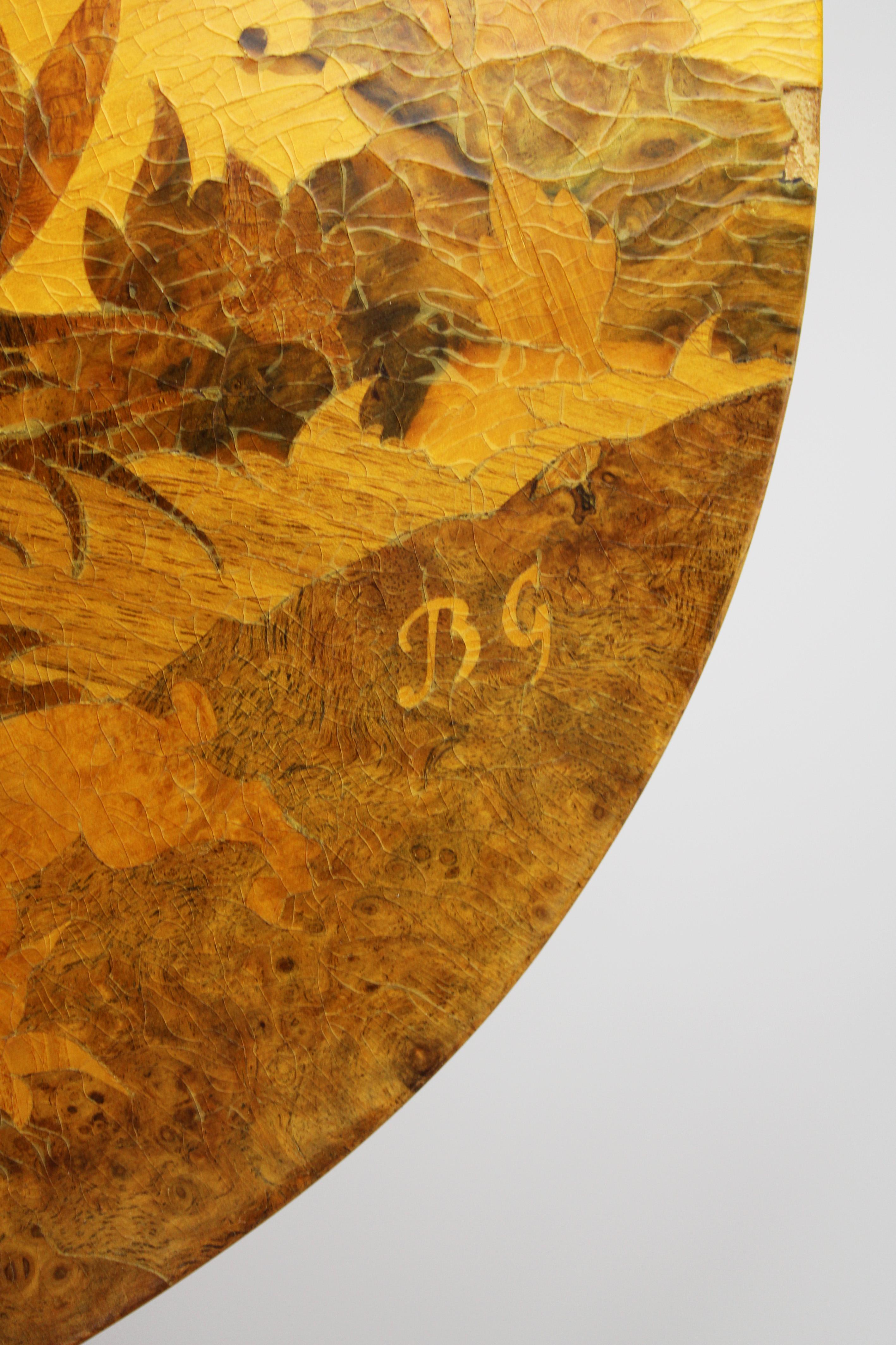 Set of 3 coffee Tables kidney shaped Marquetry Buchschmid & Gretaux Germany 1950 In Good Condition For Sale In Antwerpen, BE