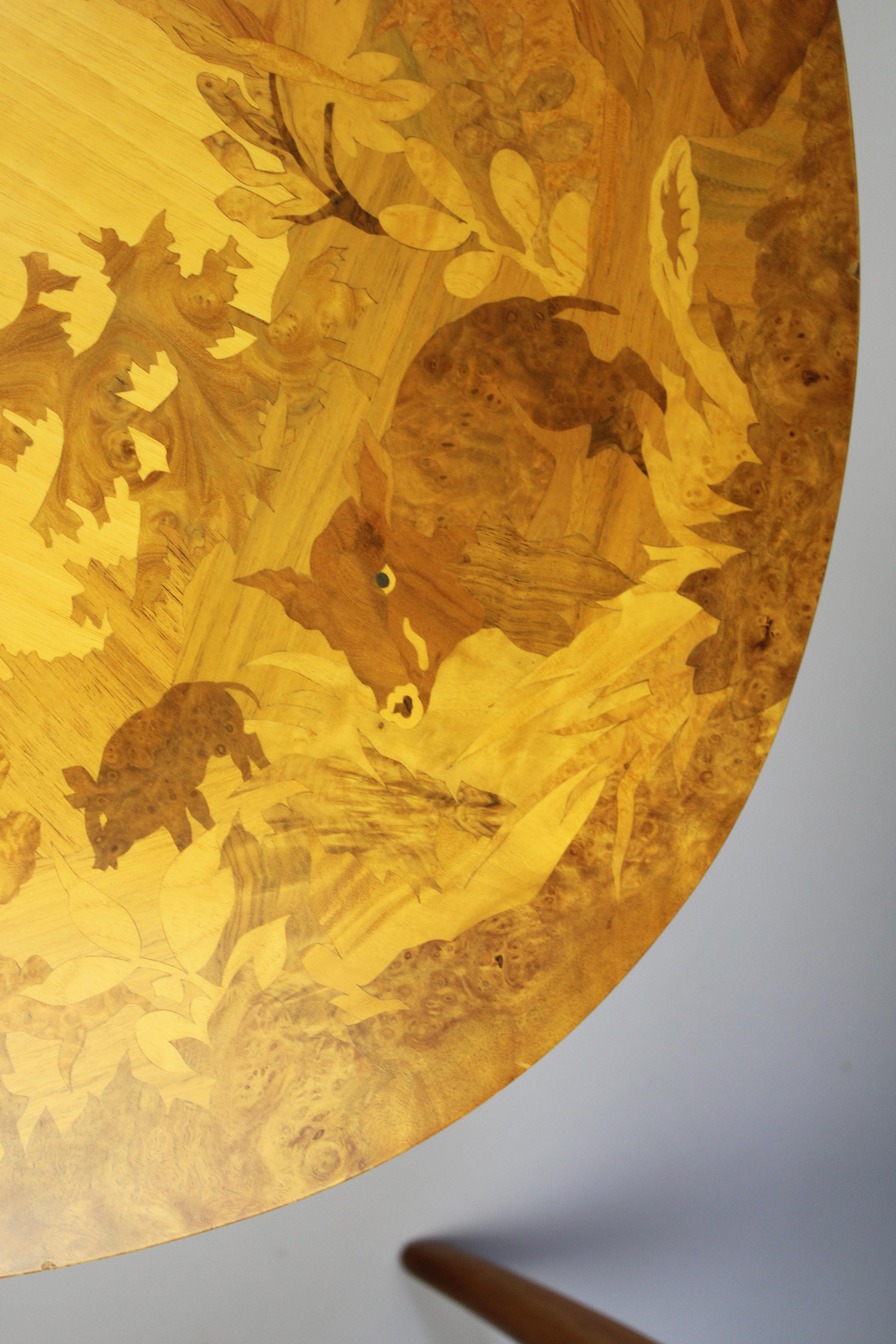 Glass Set of 3 coffee Tables kidney shaped Marquetry Buchschmid & Gretaux Germany 1950 For Sale