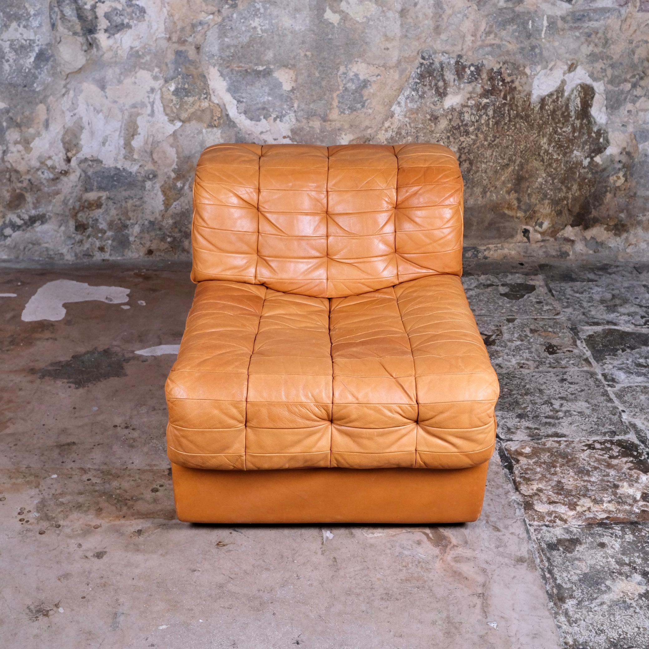 Set von 3 cognacfarbenem Patchwork-Leder DS-11 von De Sede, hergestellt in der Schweiz, 1974 2