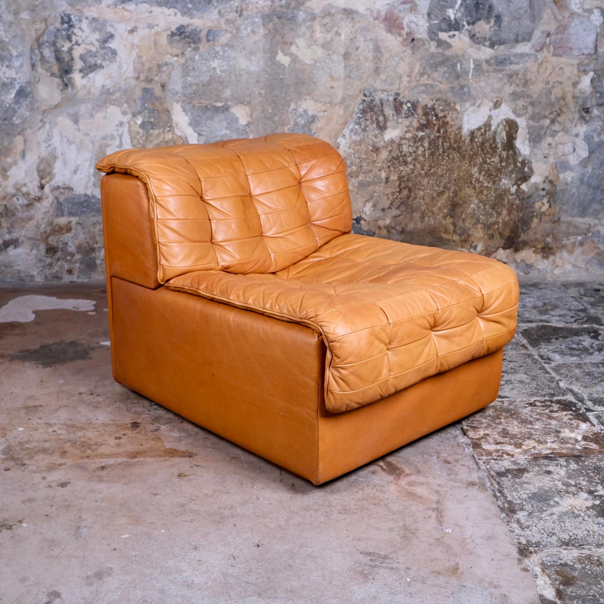 Set von 3 cognacfarbenem Patchwork-Leder DS-11 von De Sede, hergestellt in der Schweiz, 1974 3