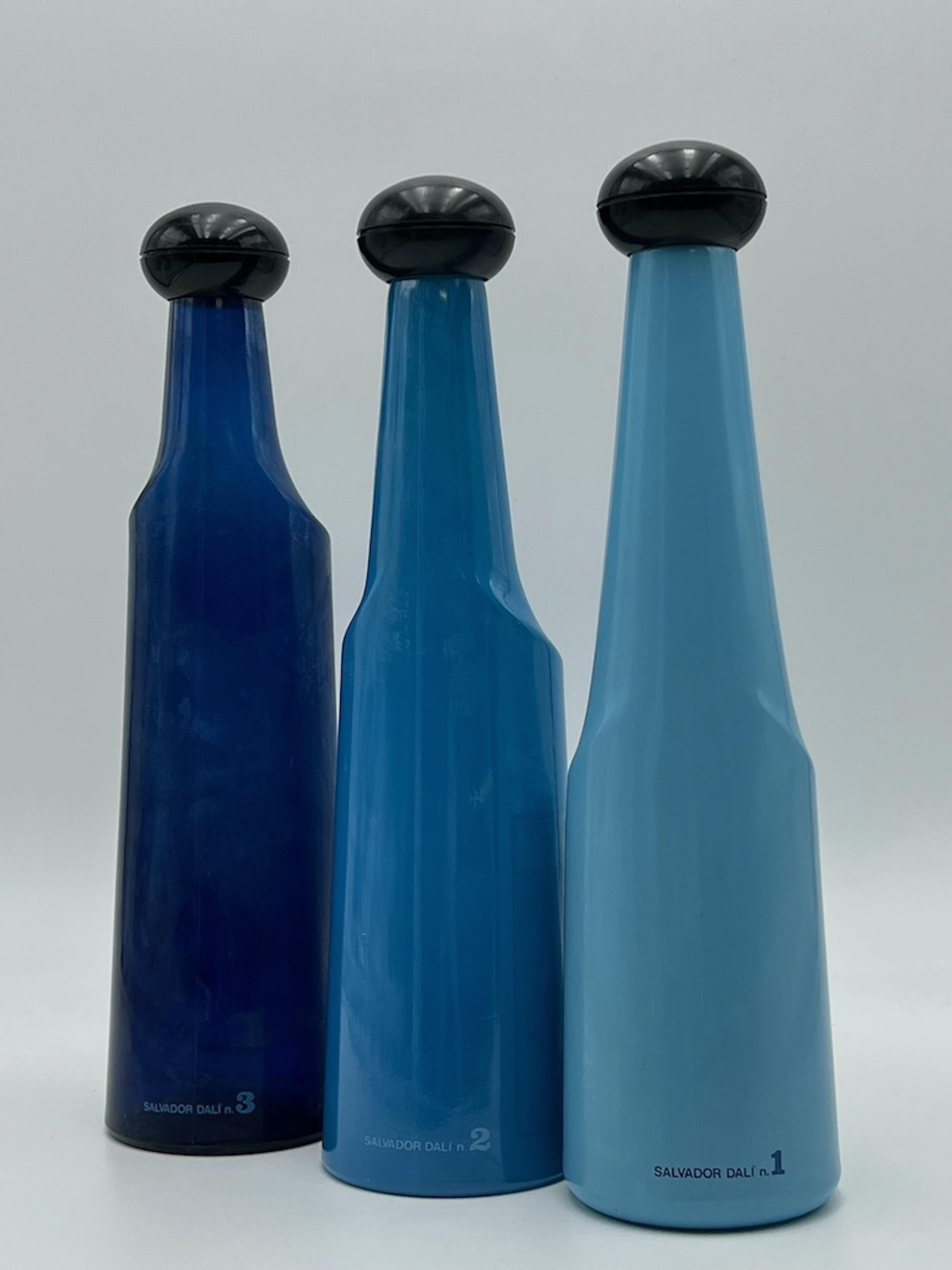 Set of 3 Collectible 70s Glass Bottles Salvador Dali Rosso Antico 7