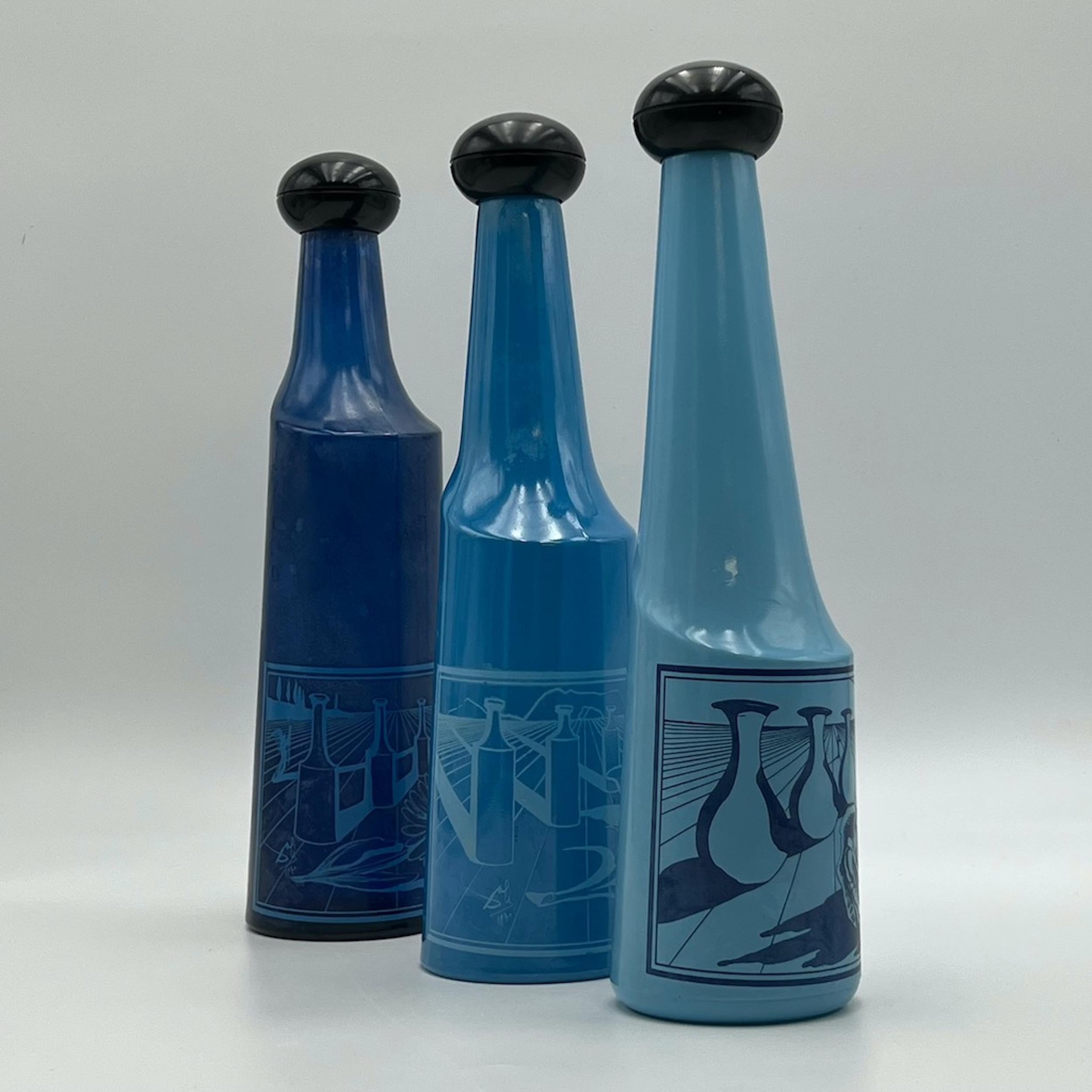 Set of 3 Collectible 70s Glass Bottles Salvador Dali Rosso Antico 11
