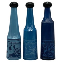 Vintage Set of 3 Collectible 70s Glass Bottles Salvador Dali Rosso Antico