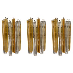 Set of 3 Colorful Striped Murano Wall Sconces