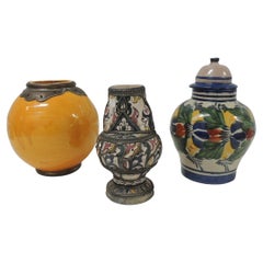 Set of '3' Colorful Terracotta Moroccan Decorative Vases