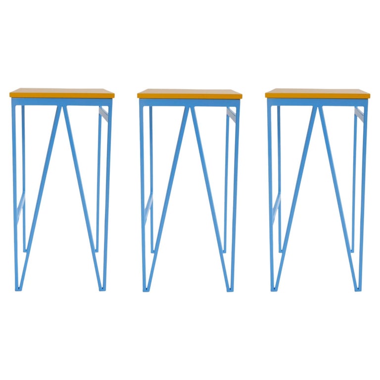 Set of 3 Colour Play Tall Kitchen, Bar Stools, Customisable For Sale at
