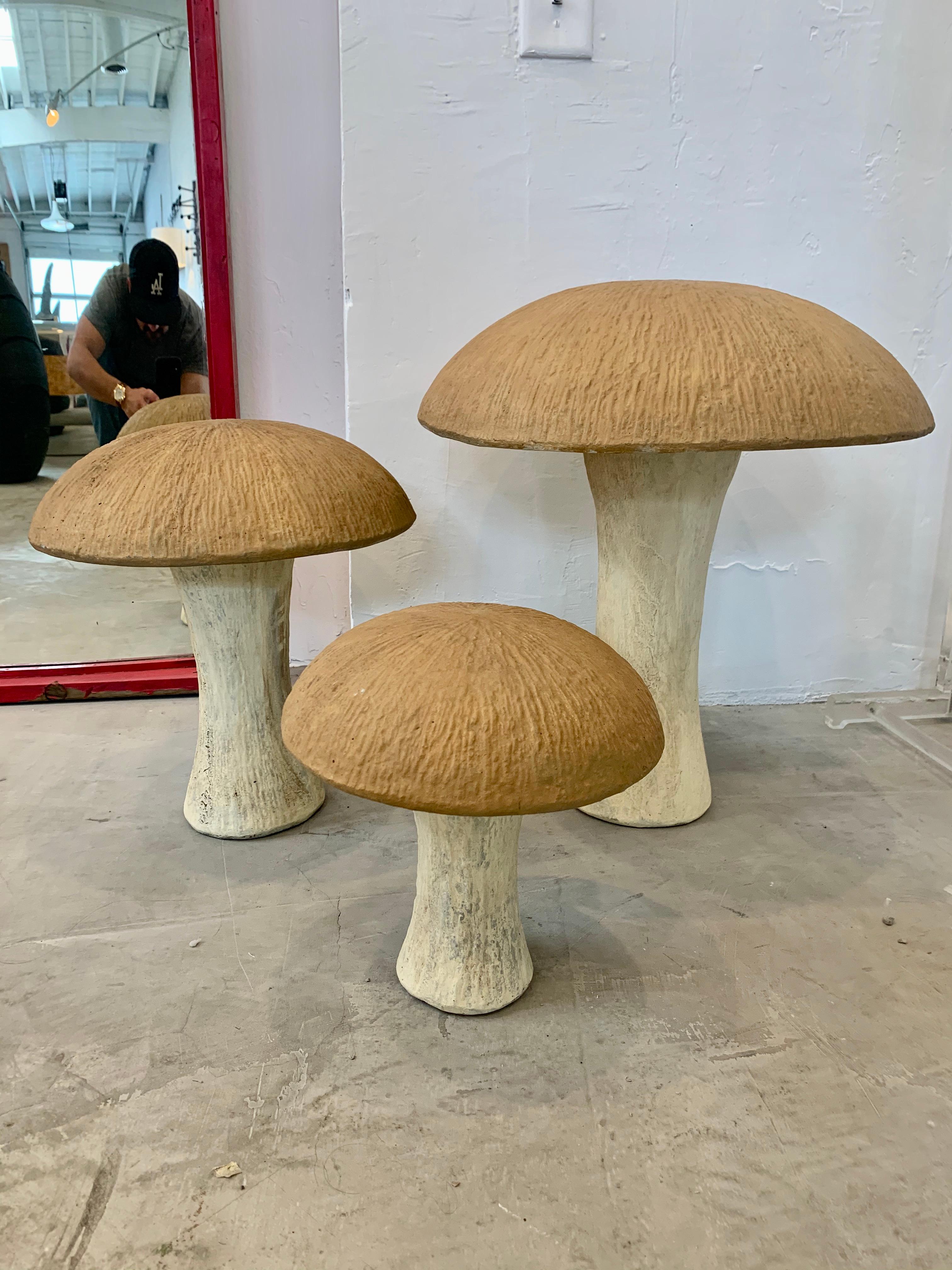 Set of 3 Concrete Mushroom Sculptures 5