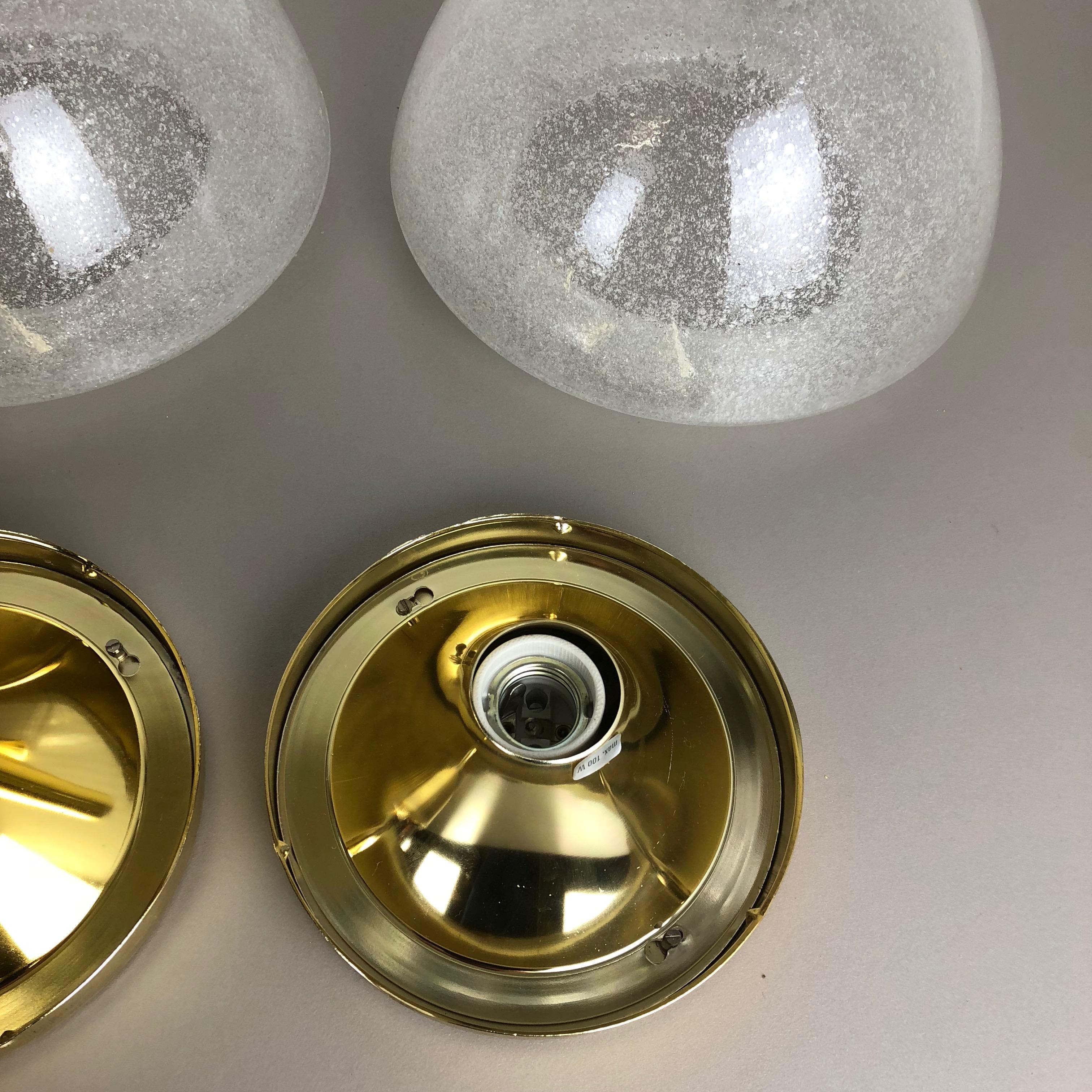 Set of 3 Cone Ice Glass Wall Light Made by Hoffmeister Leuchten, Germany 12