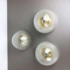Set of 3 Cone Ice Glass Wall Light Made by Hoffmeister Leuchten, Germany