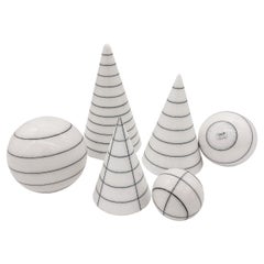 Set of 3 Cones and Spheres Centerpiece by Giulio Lazzotti