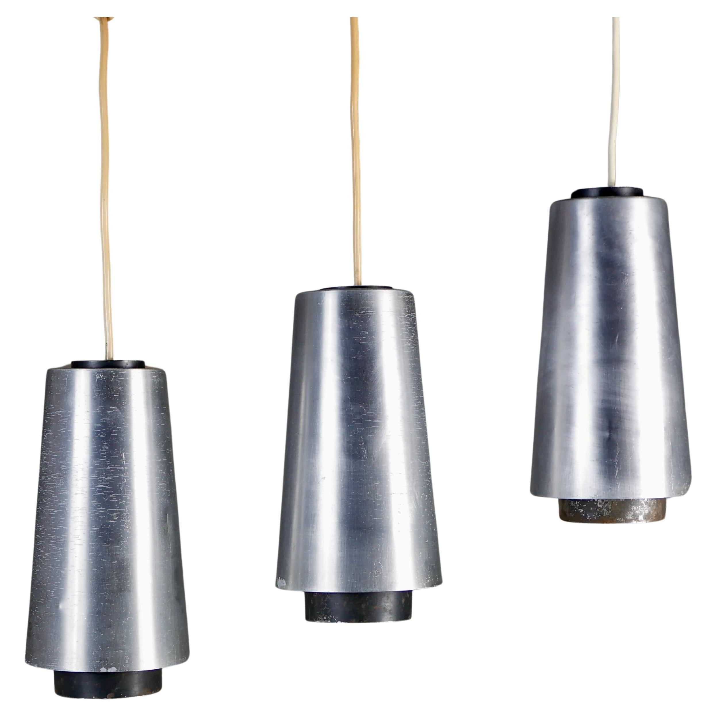 Set of 3 conical pendants by Rack, Netherlands, 1960s For Sale