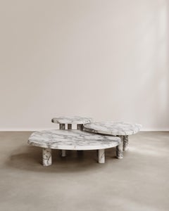 Set of 3 Constantin Coffee Tables in Arabescato Marble by Paloma Editions