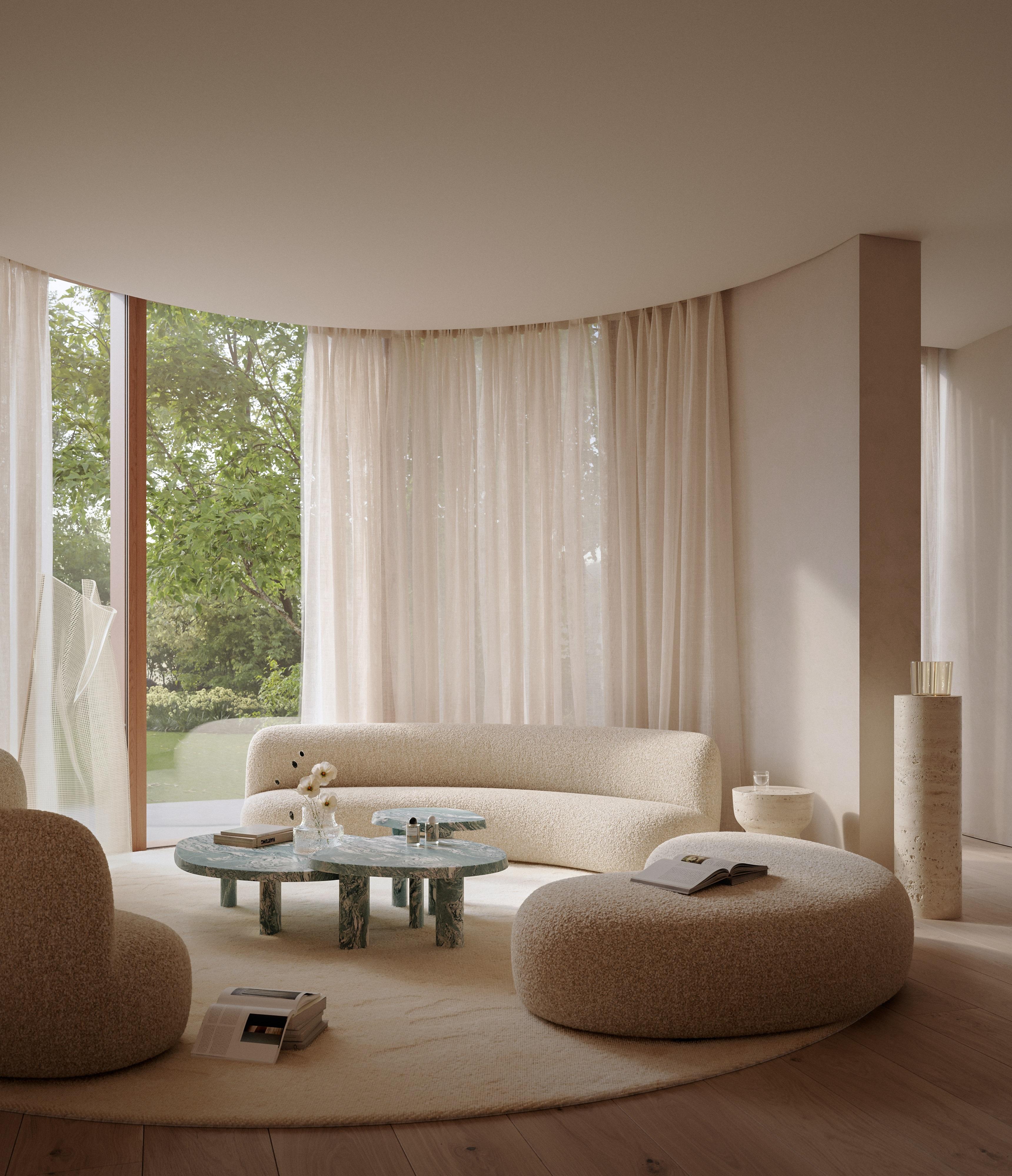 Moderne Ensemble de 3 tables basses Constantin en marbre Arabescato par Paloma Editions en vente