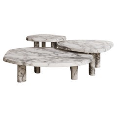 Set of 3 Constantin Coffee Tables in Arabescato Marble by Paloma Editions