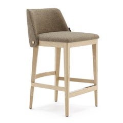 Set of 3 Modern Counter Height Stools, Brick Velvet & Wood, Customizable