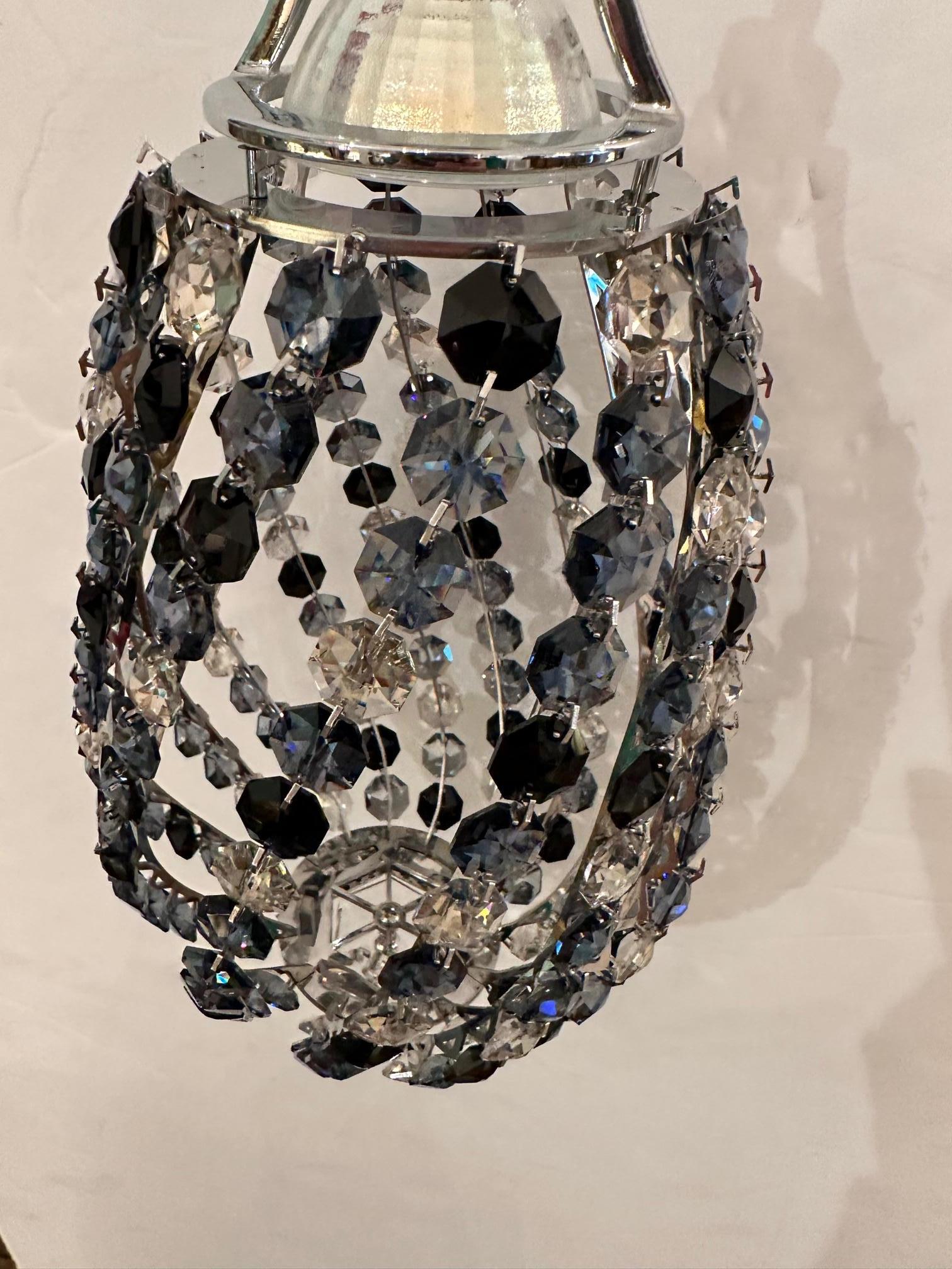Modern Set of 3 Contemporary Crystal Pendants Attributed to Swarovski Schonbek For Sale