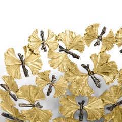 Set of 3 Contemporary Gold-Toned Metal Ginkgo Leaf Decorative Bread Basket