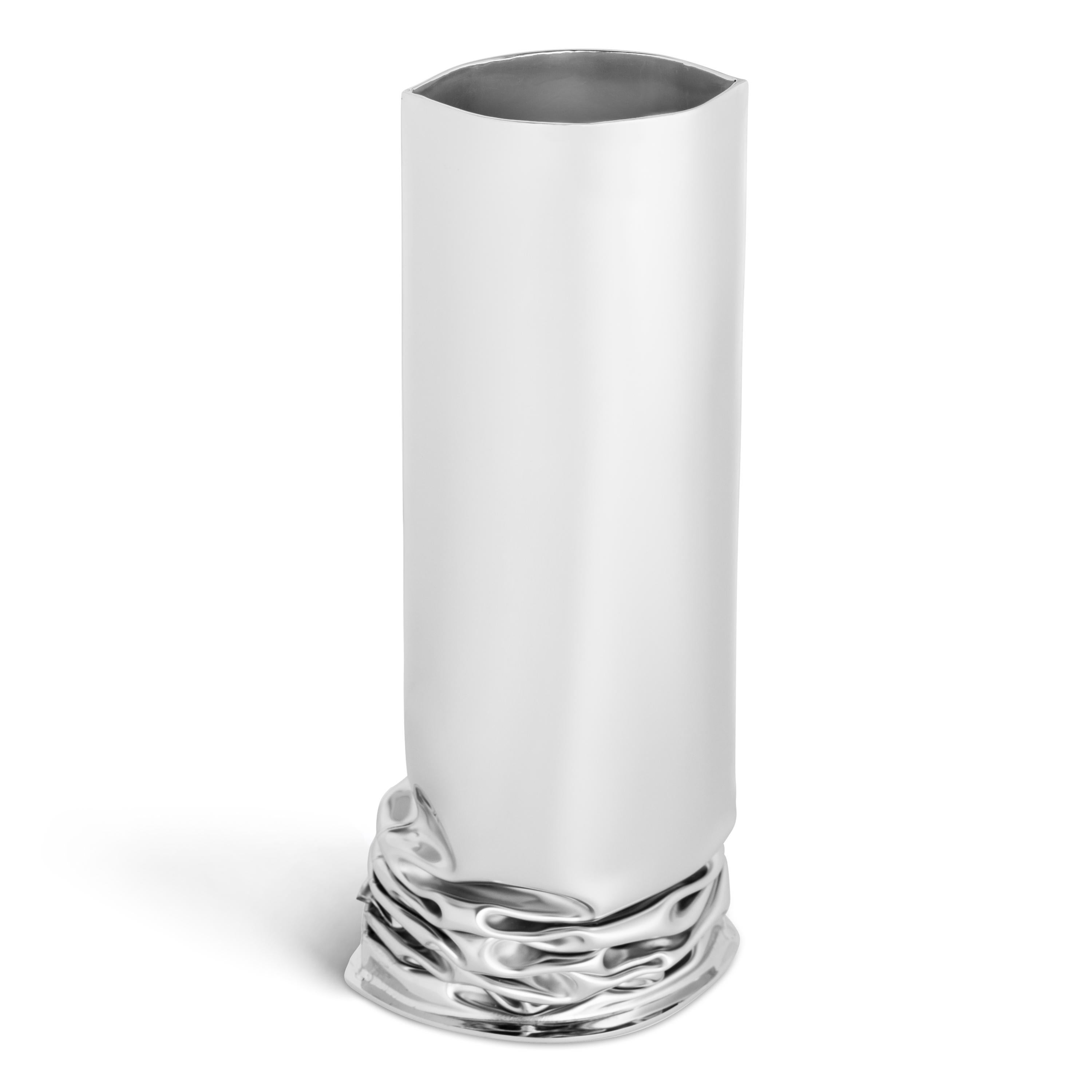 Organic Modern Set of 3 Contemporary Vases 'Crash' by Zieta, Stainless Steel For Sale
