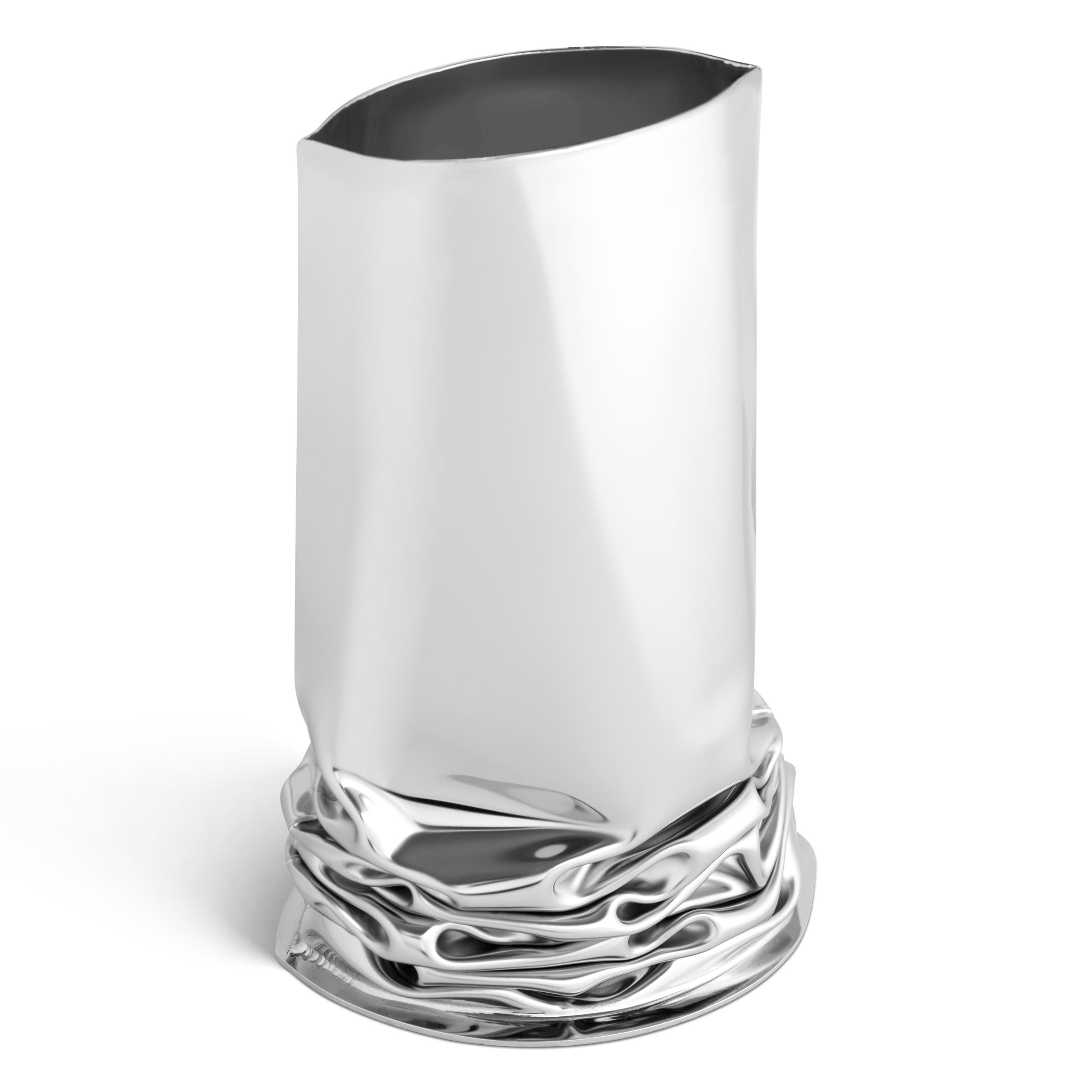 Polish Set of 3 Contemporary Vases 'Crash' by Zieta, Stainless Steel For Sale