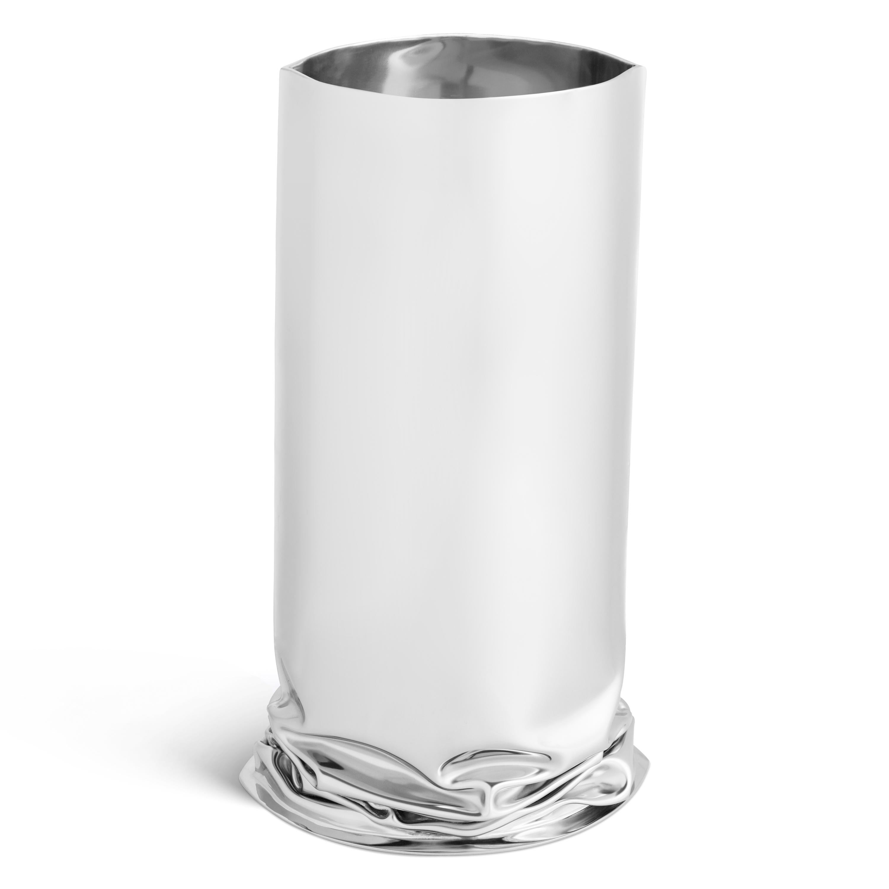 Polished Set of 3 Contemporary Vases 'Crash' by Zieta, Stainless Steel For Sale