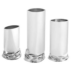 Set of 3 Contemporary Vases 'Crash' by Zieta, Stainless Steel