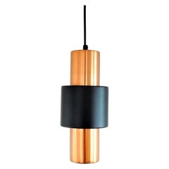 Set of 3 Copper and Black Pendant Lamps for Hiemstra Evolux, 1960s