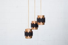 Set of 3 Copper Cylinder Pendant Lights Attributed to Hoogervorst