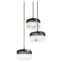 Satz von 3 großen Pendelleuchten aus Kupfer von United Alabaster