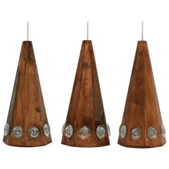 Set of 3 Copper Pendants by Danish Designer Svend Aage Holm Sorensen