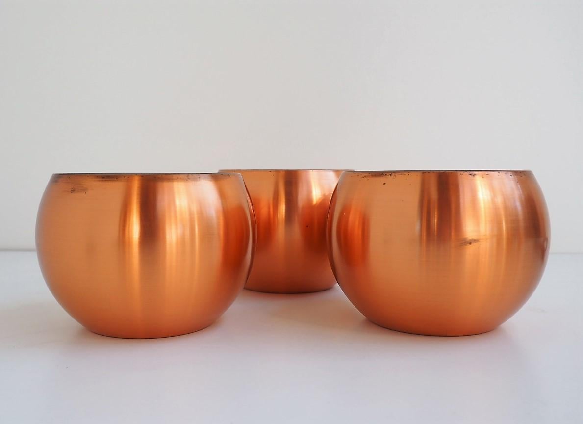 Mid-Century Modern Set of 3 Copper Pendants, Classic Danish Vintage Design from the 1960s For Sale