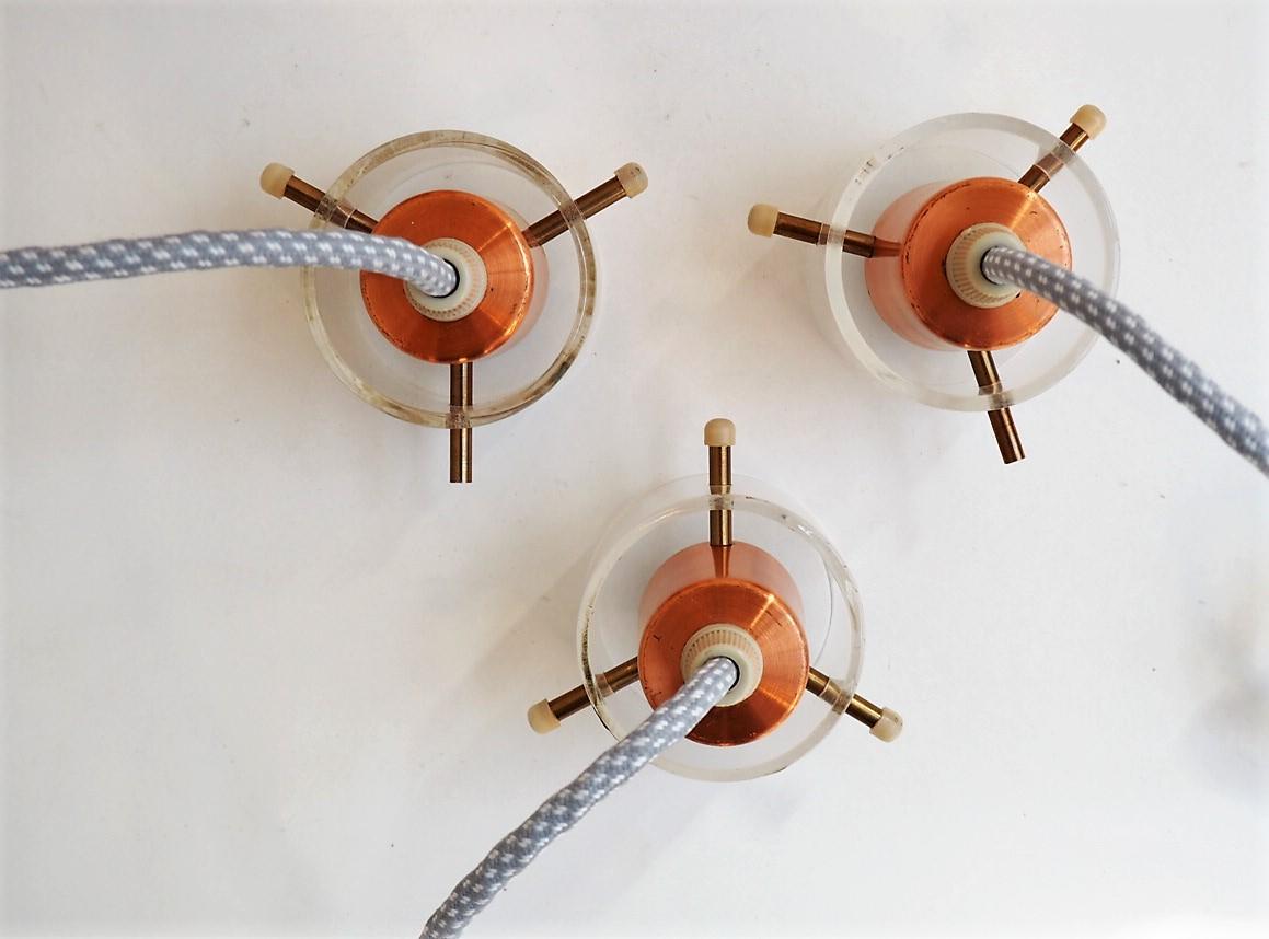 Set of 3 Copper Pendants, Classic Danish Vintage Design from the 1960s In Good Condition For Sale In Spoettrup, DK