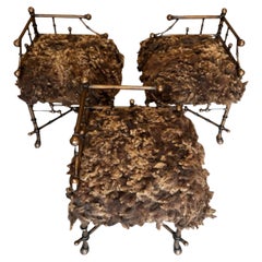 Ensemble de 3 chaises d'angle avec tapisserie en laine