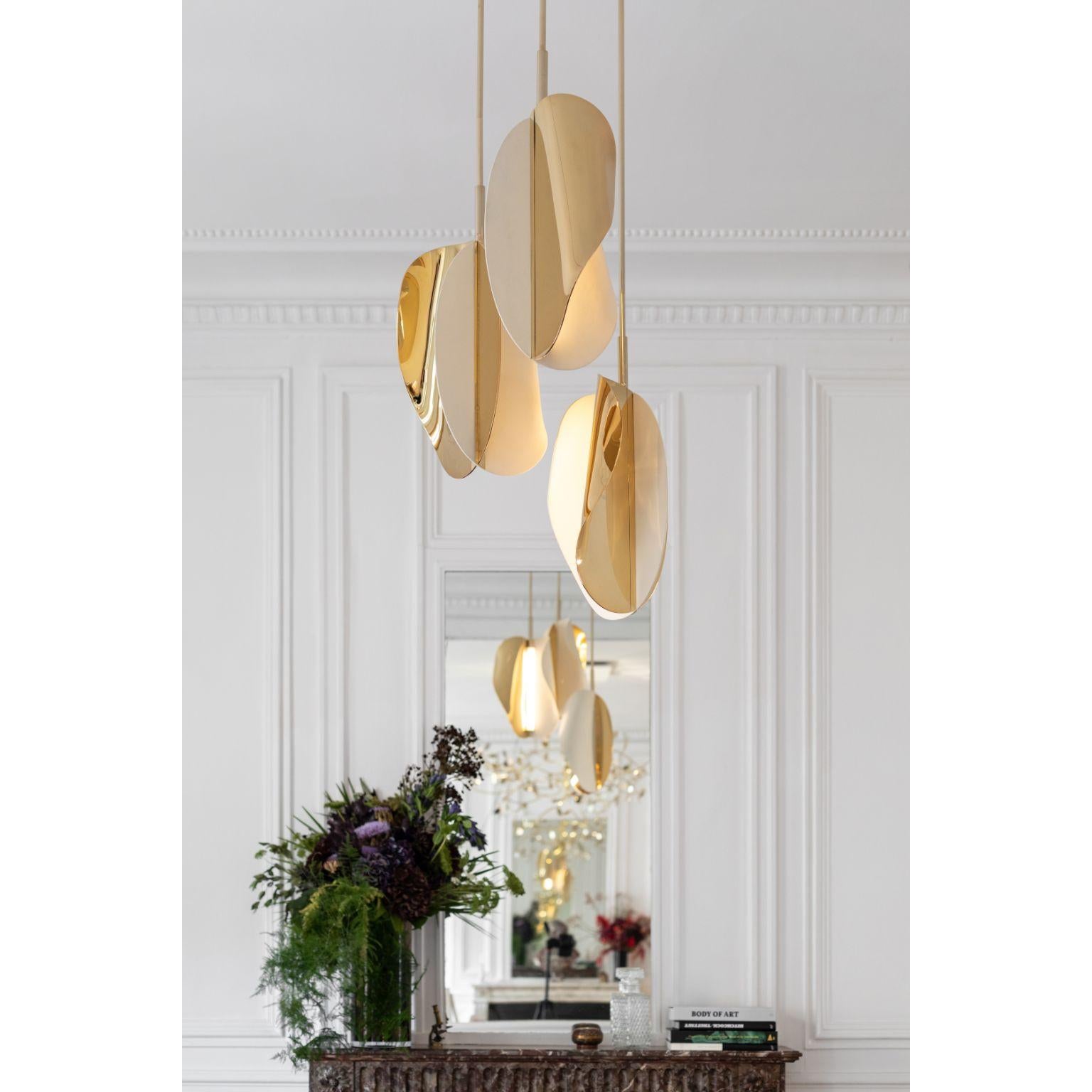 Glass Set of 3 Corolle Pendant Light by Mydriaz For Sale