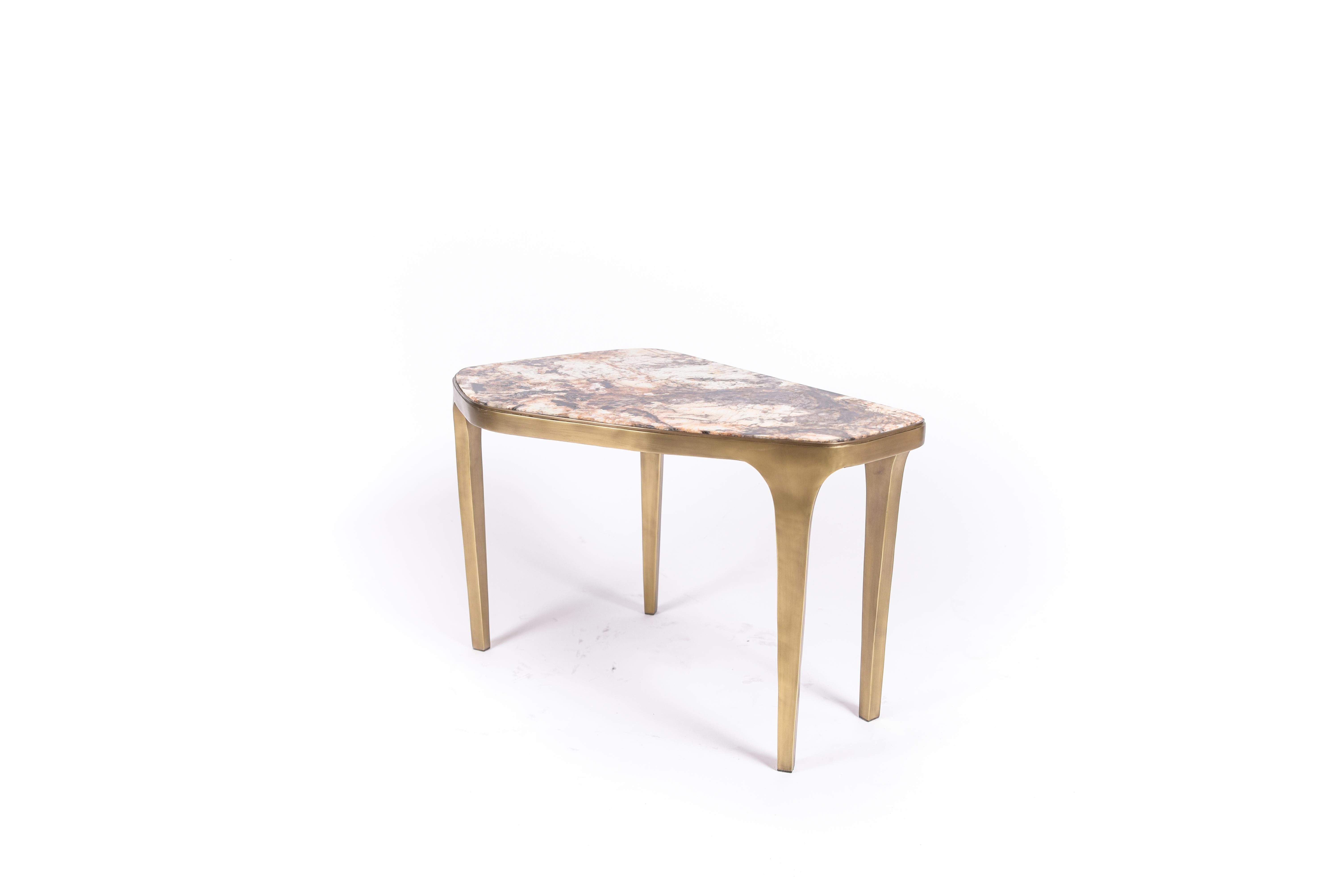 Brass Set of 3 Cosmos Nesting Coffee Tables in Shagreen, Shell & Hwana R&Y Augousti For Sale