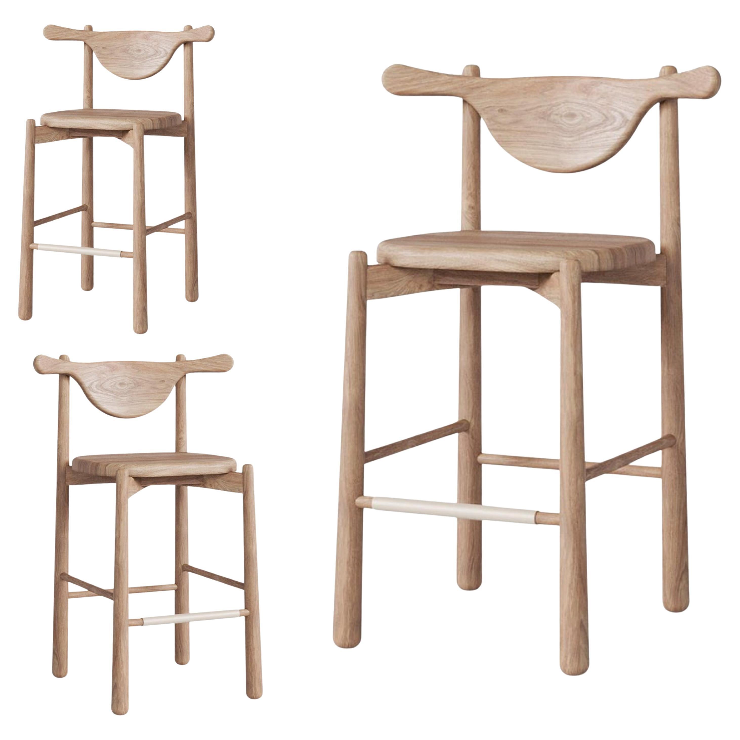 Set of 3 Counter Stool Aratú. All solid wood.