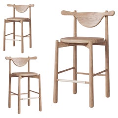 Set of 3 Counter Stool Aratú. All solid wood.