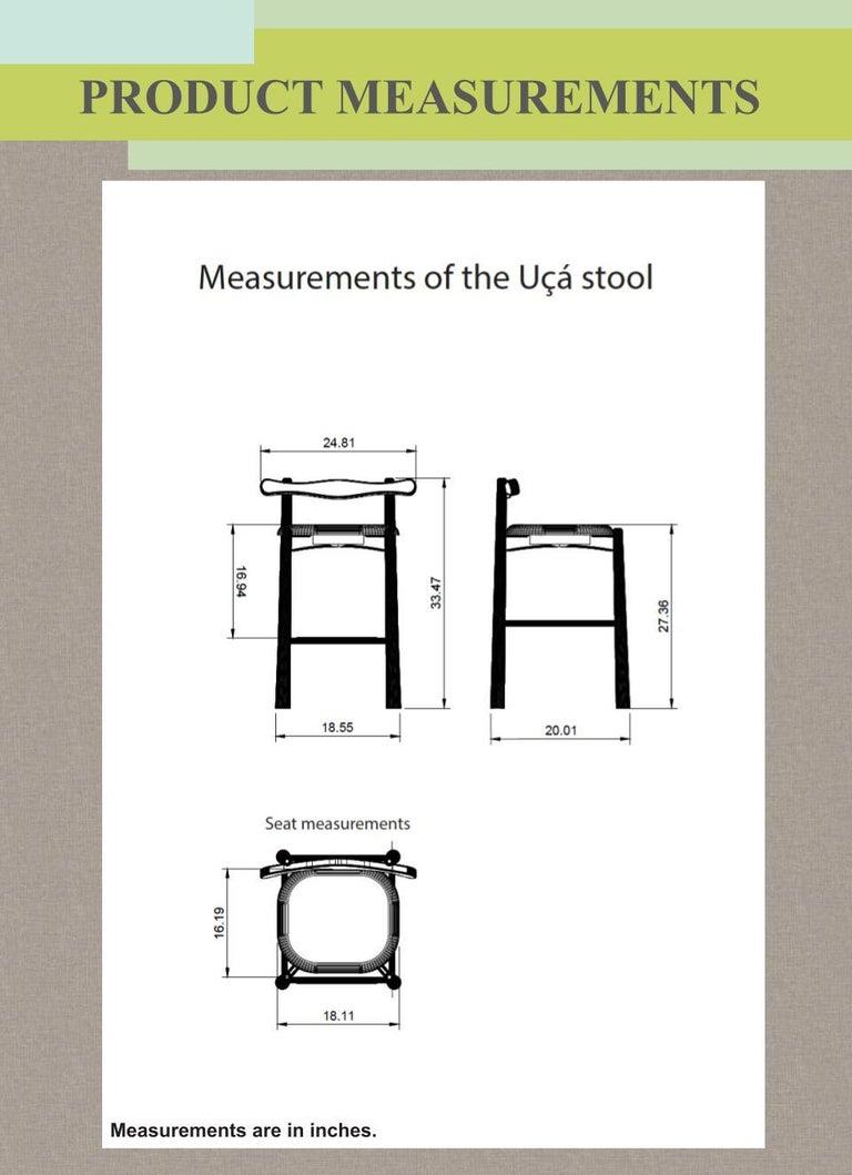Set of 3 Counter Stool Uçá. All solid wood. For Sale 5