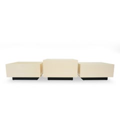 Set of 3 Cream Lacquered Coffee Tables
