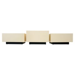 Set of 3 Cream Lacquered Coffee Tables