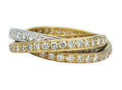 Set of 3 Criss Cross Pavé Diamond Stacking Rings in Two Tone 14 Karat Gold