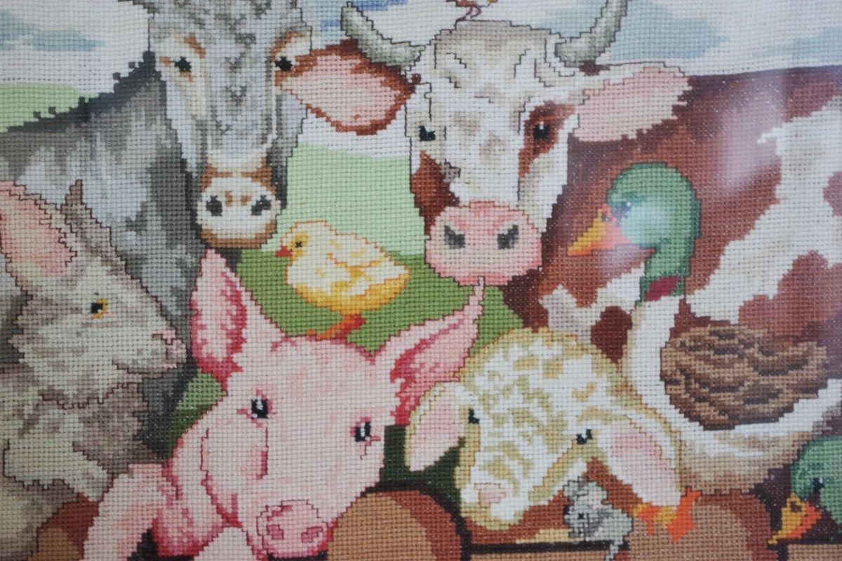 Late 20th Century Set of 3 Crochet Animal-Themed Wall Art - 1990s For Sale