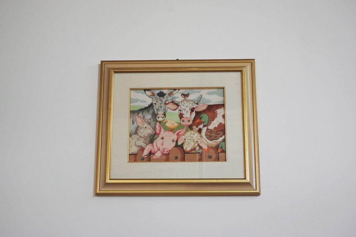 Cotton Set of 3 Crochet Animal-Themed Wall Art - 1990s For Sale