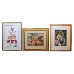Set of 3 Crochet Animal-Themed Wall Art - 1990s