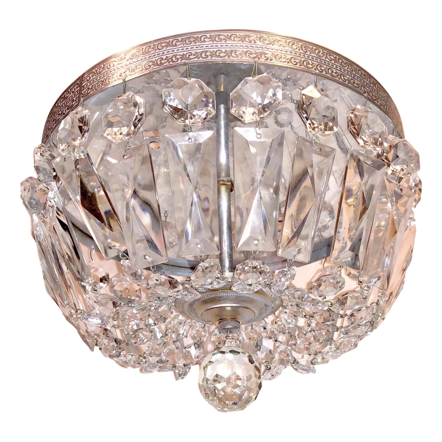 Set of 3 Crystal Flush Mount Fixtures, Sold Individually For Sale 1