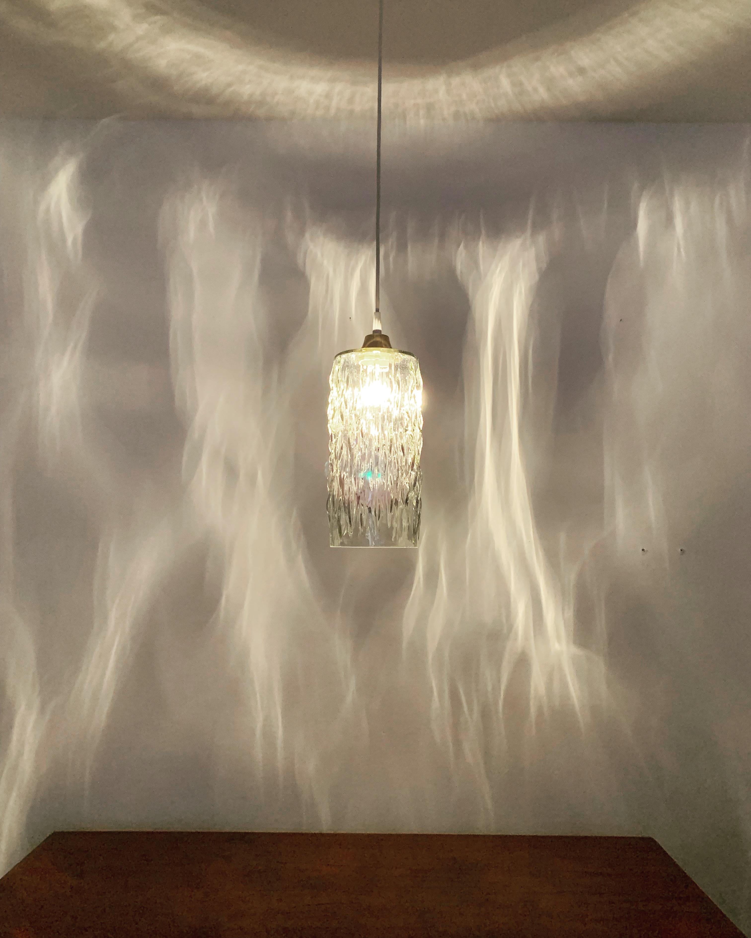 Set of 3 Crystal Glass Pendant Lamps For Sale 3