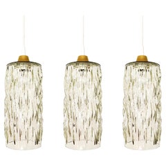 Set of 3 Crystal Glass Pendant Lamps