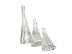Ensemble de 3 vases en cristal d'Angelo Mangiarotti pour Cristalleria Colle, années 80