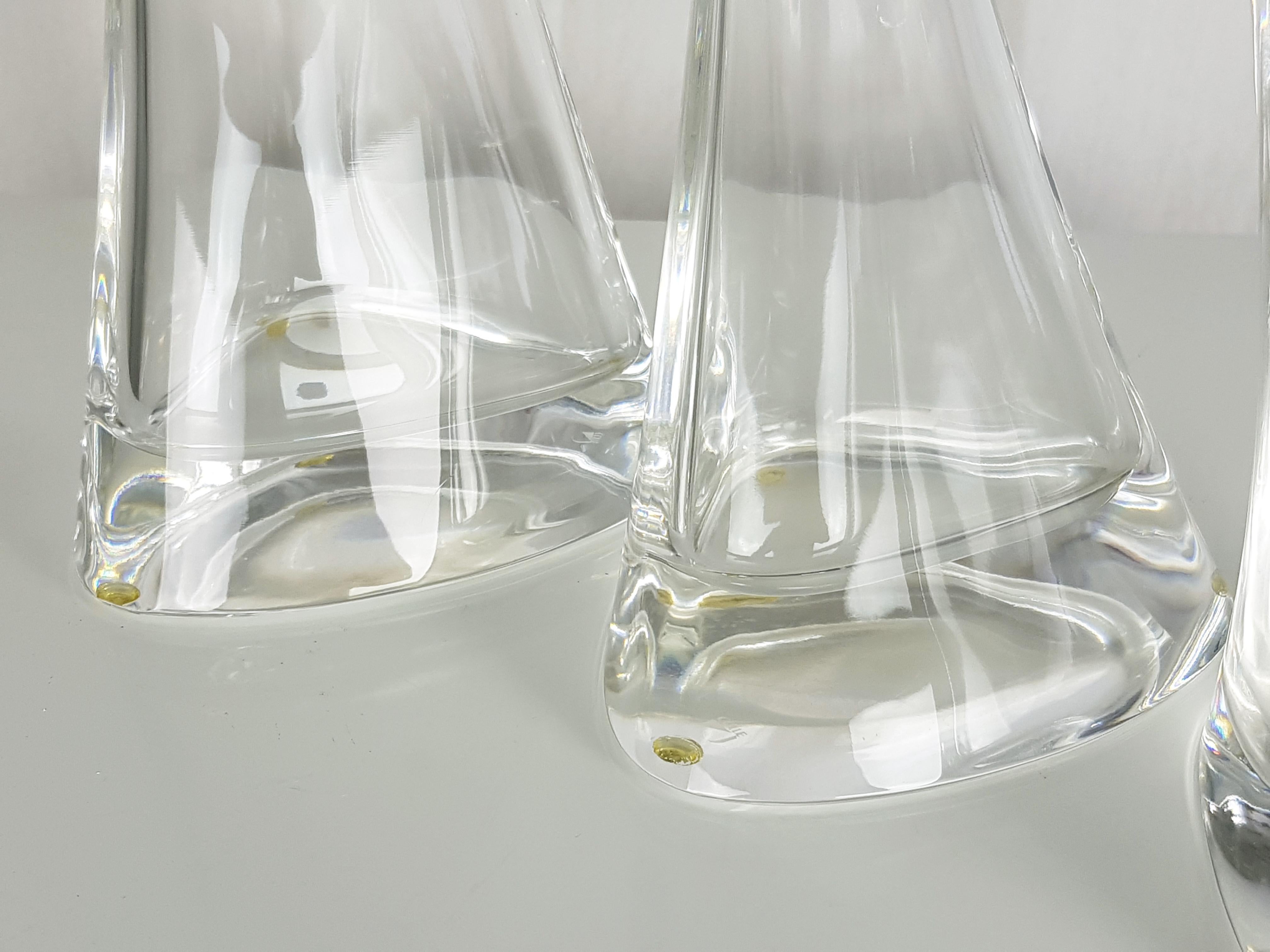 italien Ensemble de 3 vases en cristal d'Angelo Mangiarotti pour Cristalleria Colle, années 80 en vente